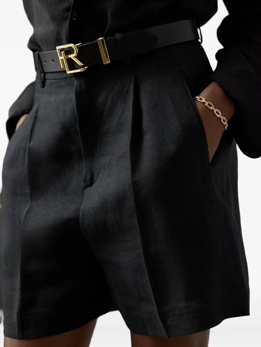 pleated linen tailored shorts 9