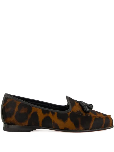 leopard-print tassel loafers