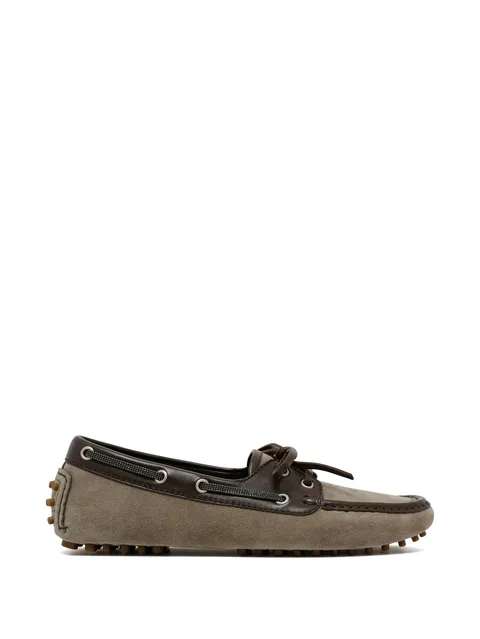 lace-up suede boat shoes
