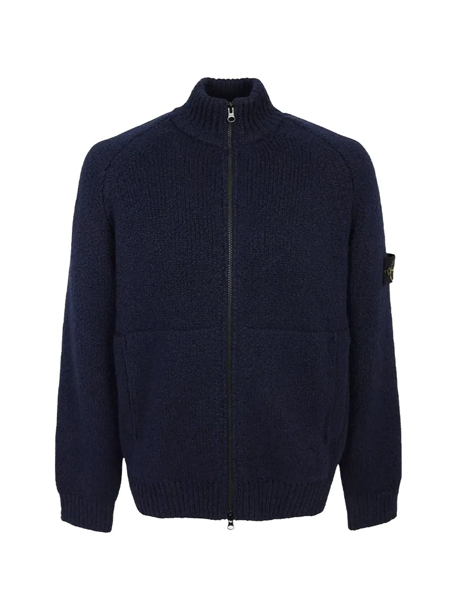 Compass-patch ribbed-knit cardigan 1