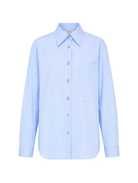 crystal-button poplin shirt