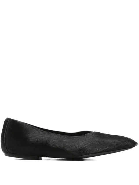 square-toe calf-hair ballet flats