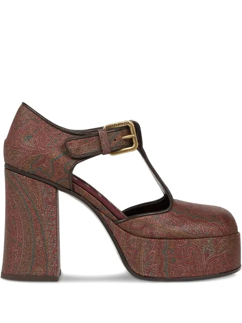 105mm paisley-print platform pumps