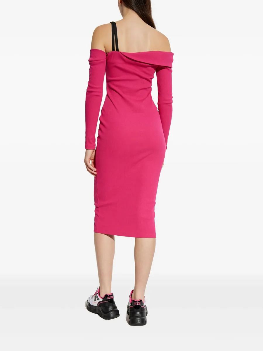 off-shoulder buckle midi dress 7