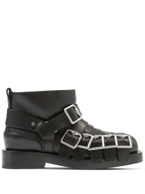 buckled leather biker boots