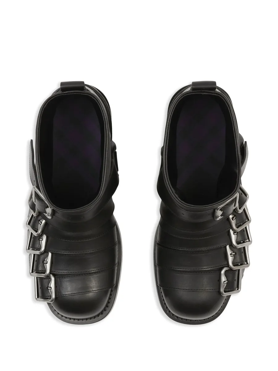 buckled leather biker boots 8