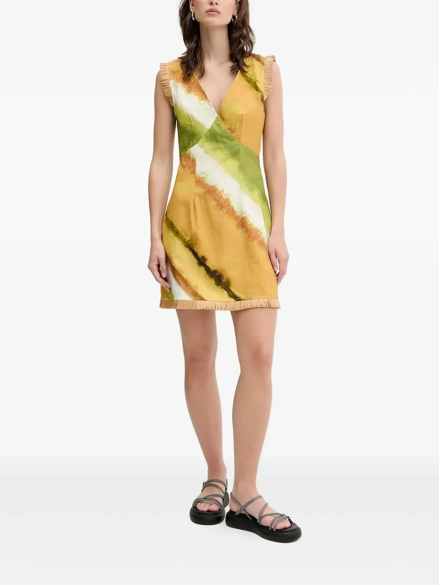 Deia abstract-print fringe mini dress 1