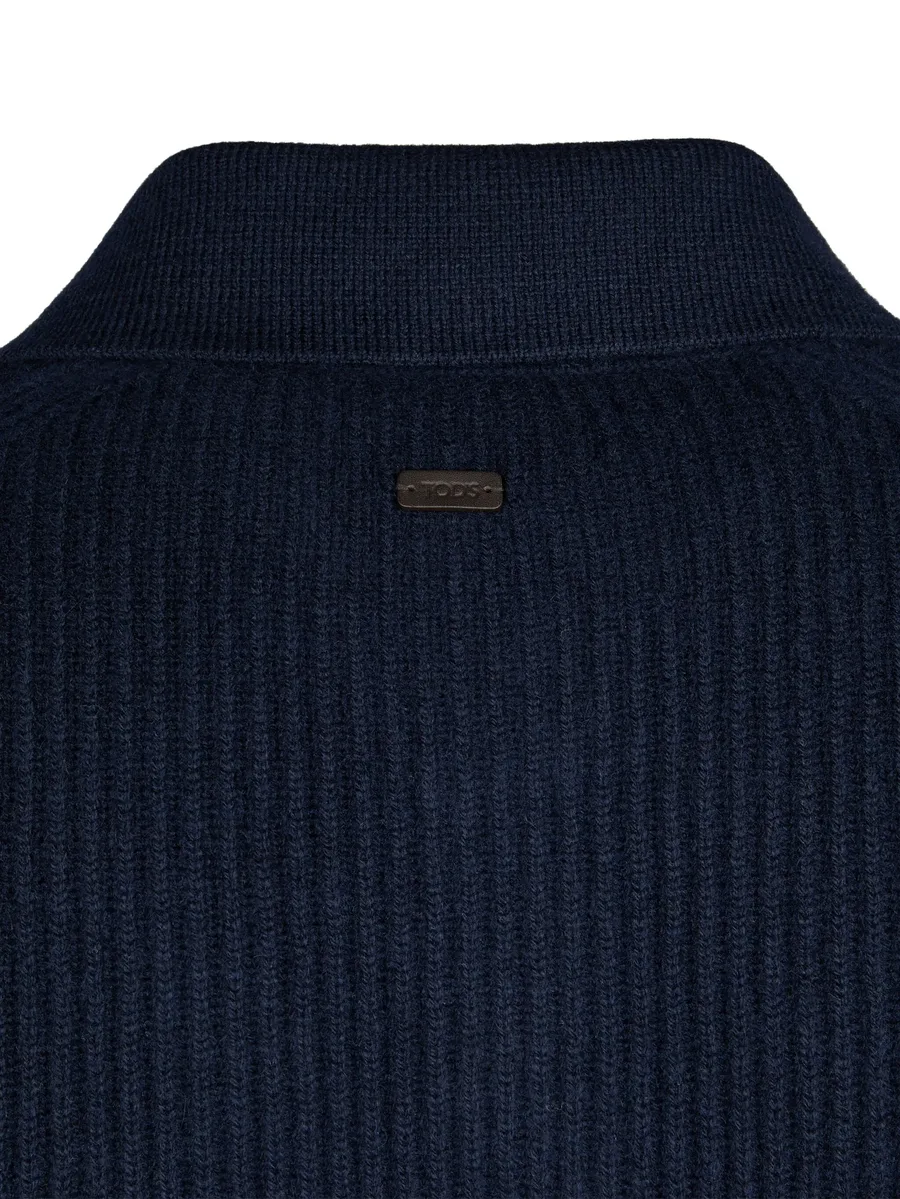 ribbed polo-collar cardigan 5