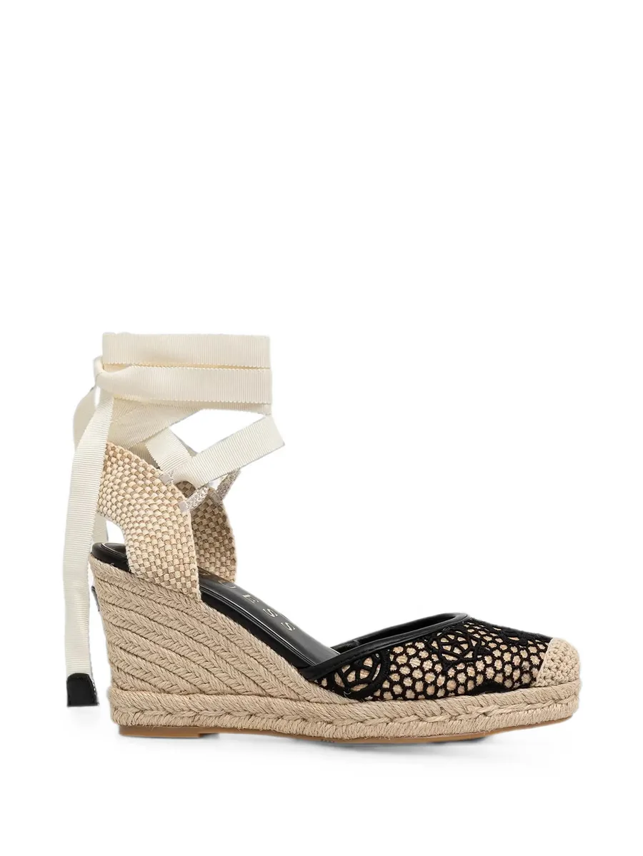 Cheyin lace-panelled wedge espadrilles 1