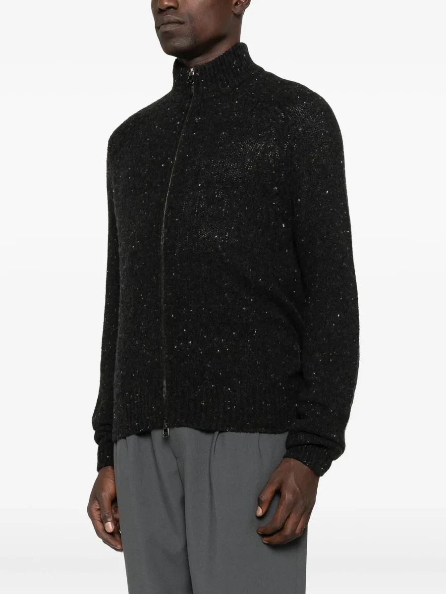 speckled zip-up cardigan 6