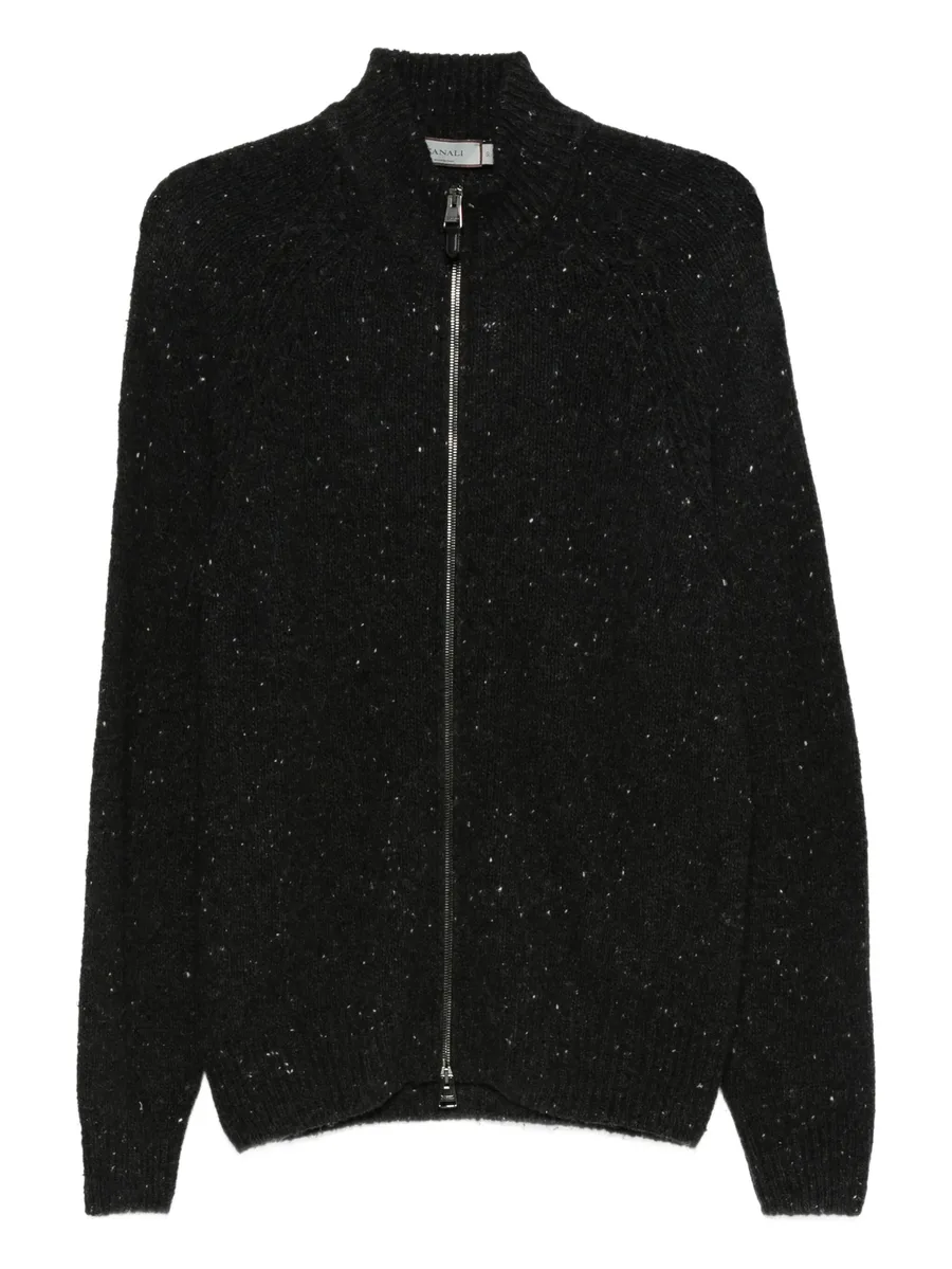 speckled zip-up cardigan 1