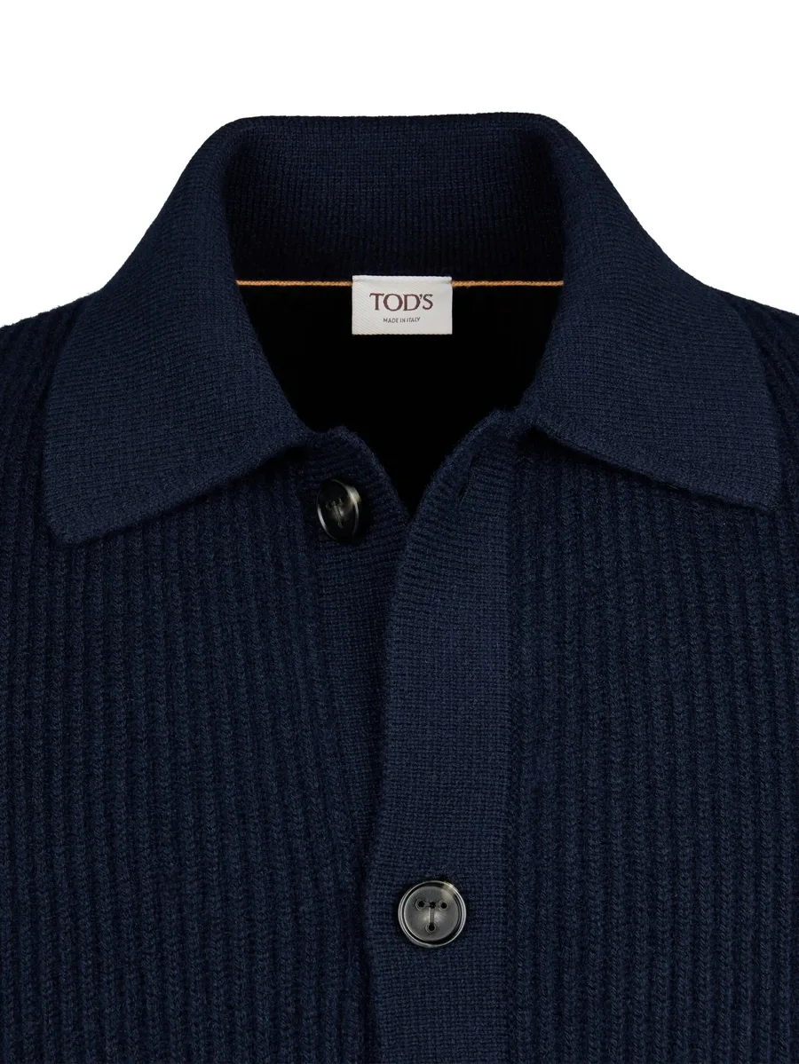 ribbed polo-collar cardigan 3