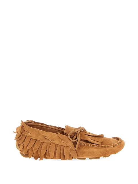 fringe-trimmed bow-detail leather loafers