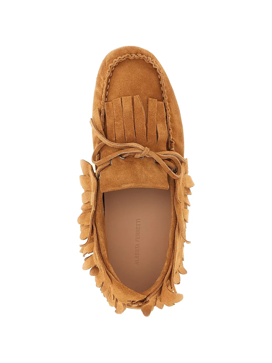 fringe-trimmed bow-detail leather loafers 4