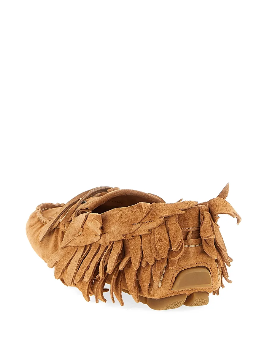 fringe-trimmed bow-detail leather loafers 7
