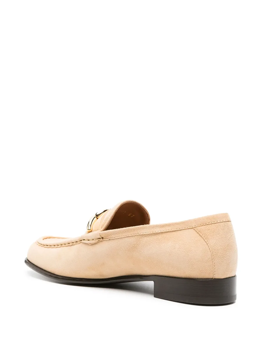 VLogo-plaque suede loafers 6