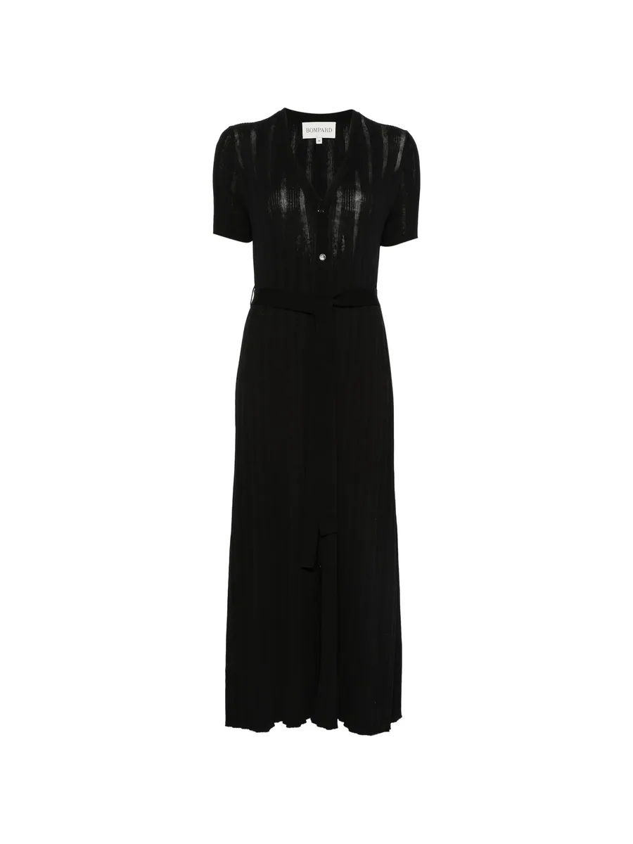 V-neck ribbed midi dress 1