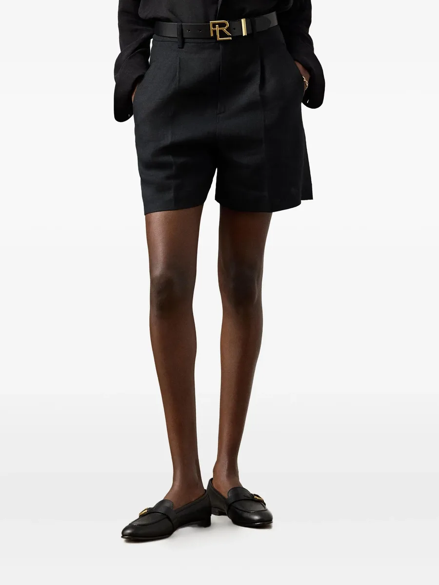 pleated linen tailored shorts 6