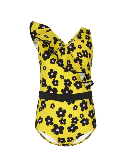 floral-print ruffled swimsuit