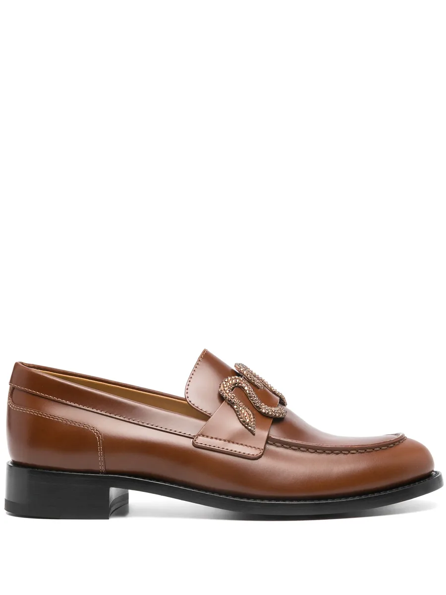 Morgana rhinestone-embellished leather loafers 1
