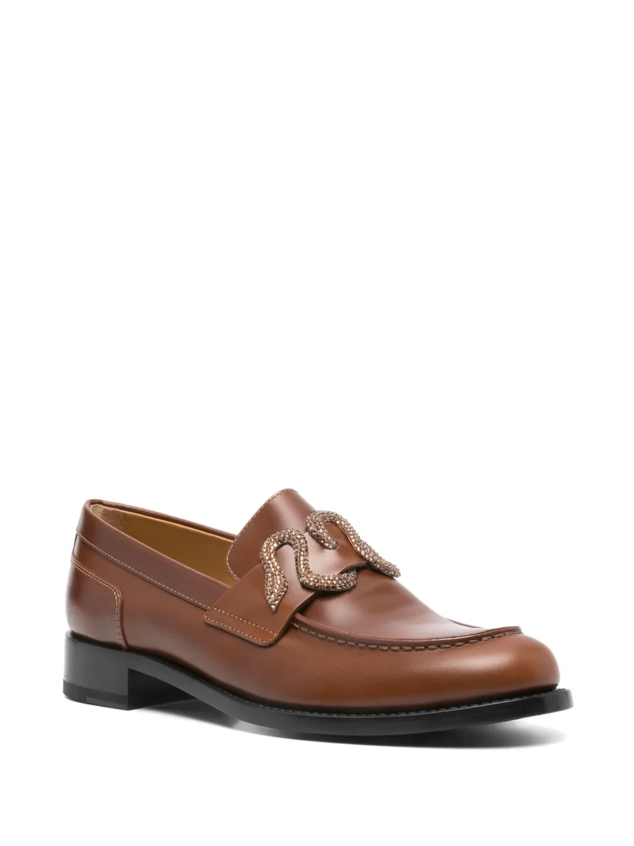 Morgana rhinestone-embellished leather loafers 4
