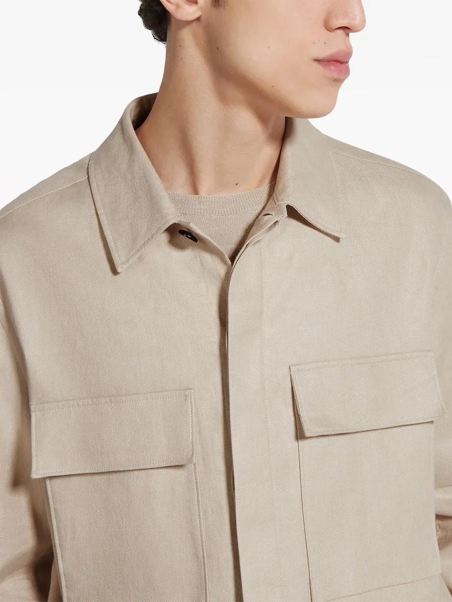 chest-pockets linen shirt 4