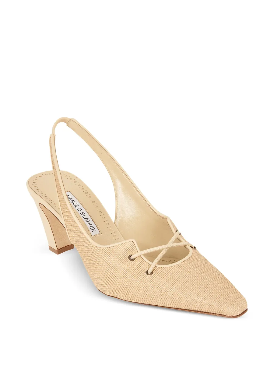 raffia lace-up pumps 3