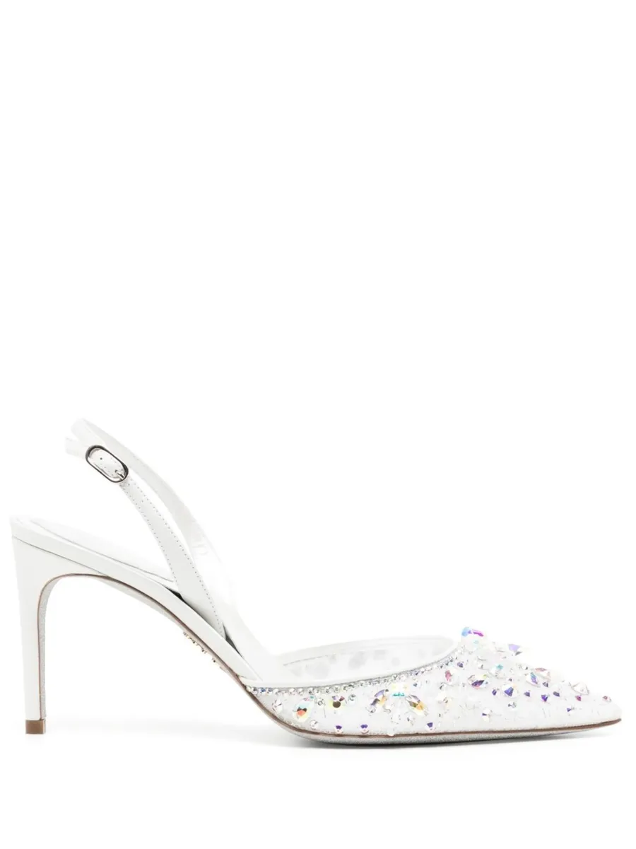lace embellished sling back pumps 1