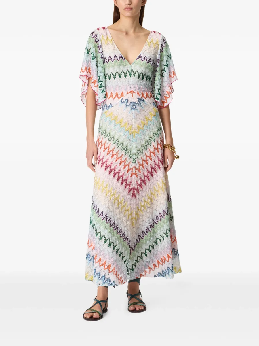 платье макси с V-образным вырезом и узором шеврон 3