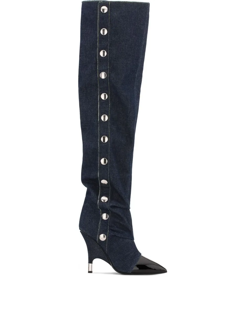 Harper denim knee-high boots 2
