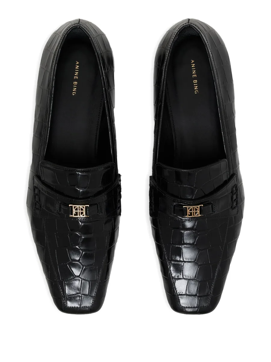 Freya crocodile-embossed loafers 5
