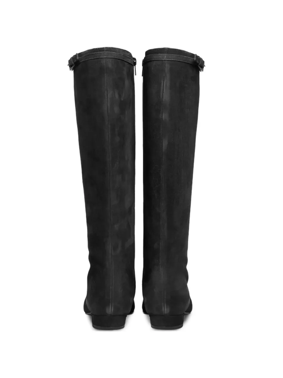 buckle-fastening suede knee-high boots 5