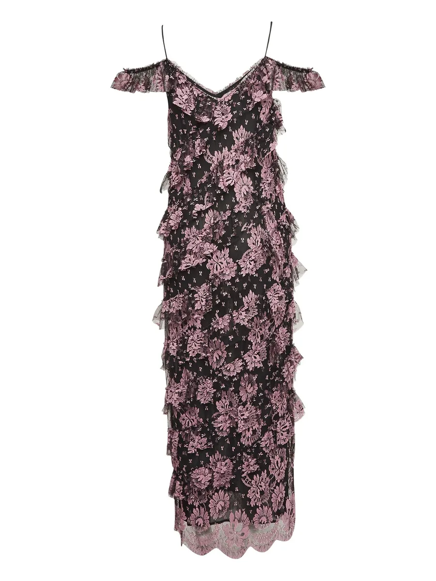 pre-owned floral-lace maxi dress 3