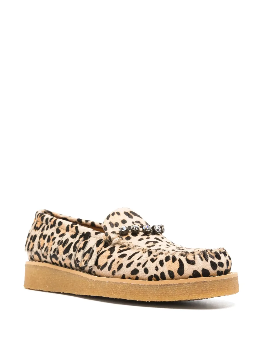 crystal-embellished animal-pattern loafers 3