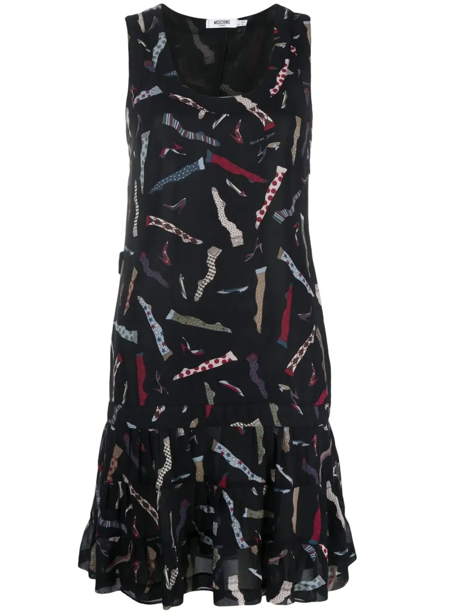 расклешенное платье (2000-е годы) с графичным принтом 1