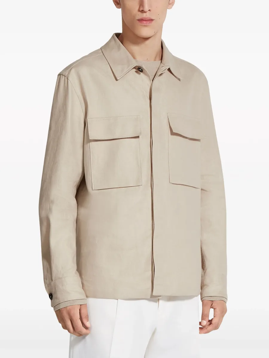 chest-pockets linen shirt 2