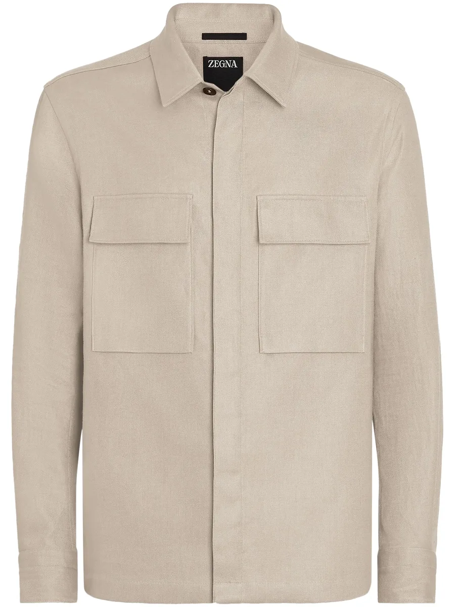 chest-pockets linen shirt 1