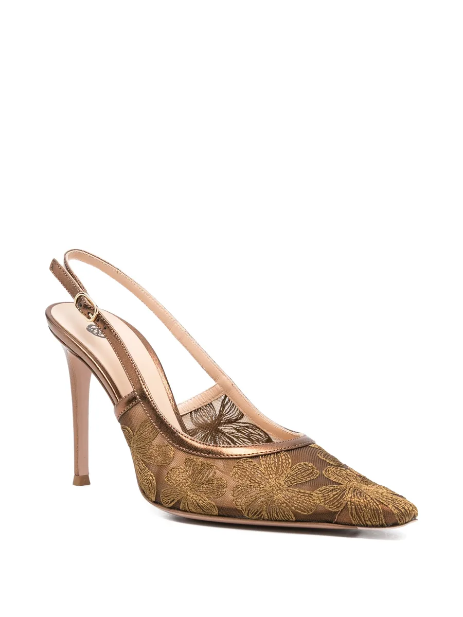 Zeus floral-embroidered mesh pumps 4