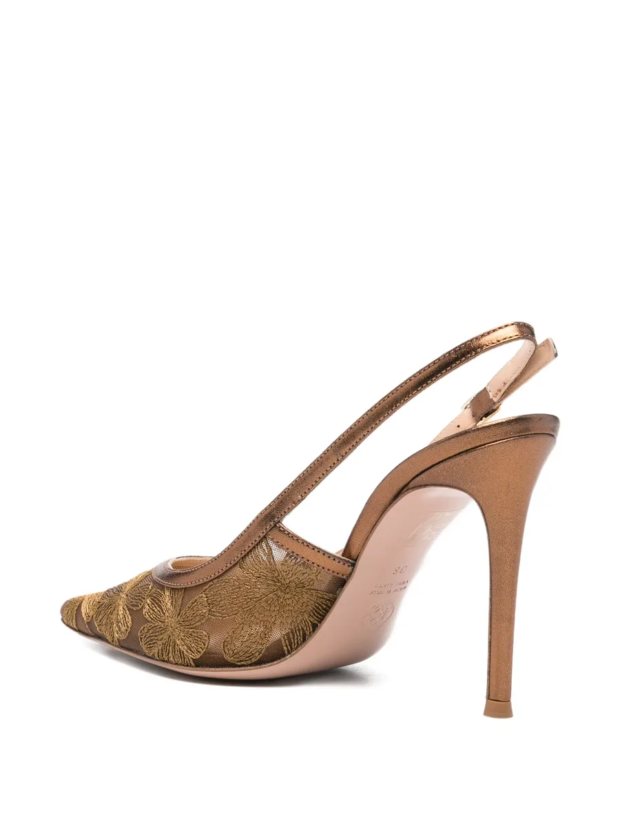 Zeus floral-embroidered mesh pumps 6