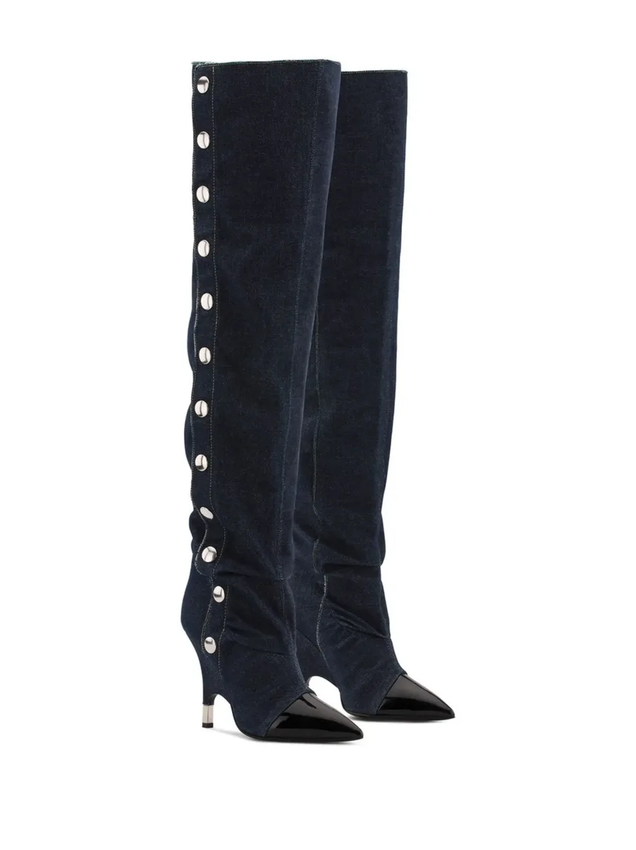 Harper denim knee-high boots 3