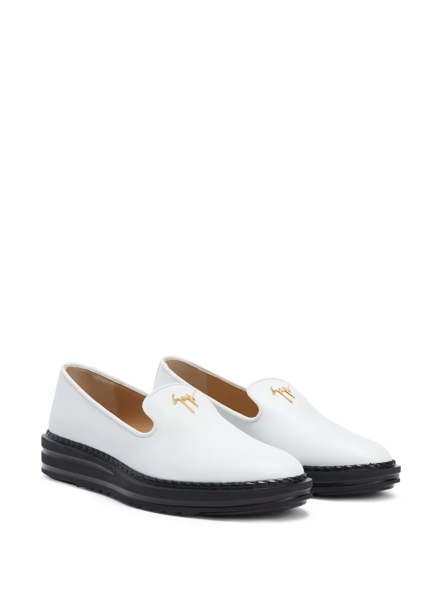logo-plaque leather loafers 4
