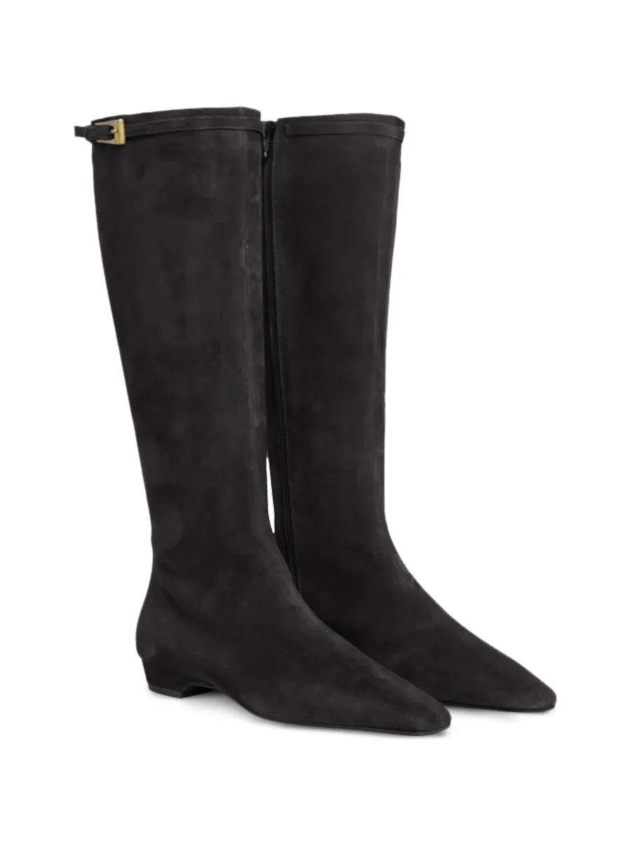 buckle-fastening suede knee-high boots 3