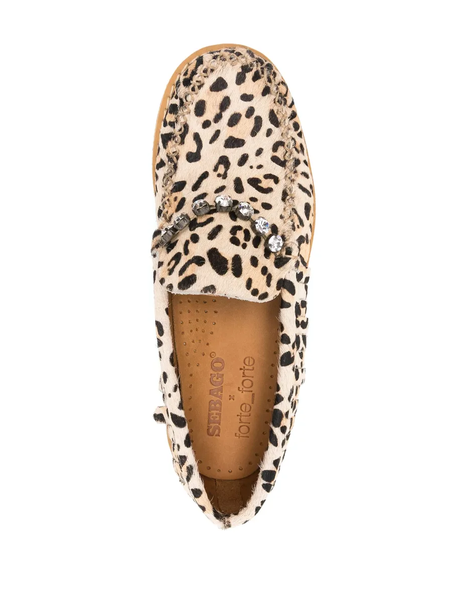 crystal-embellished animal-pattern loafers 8