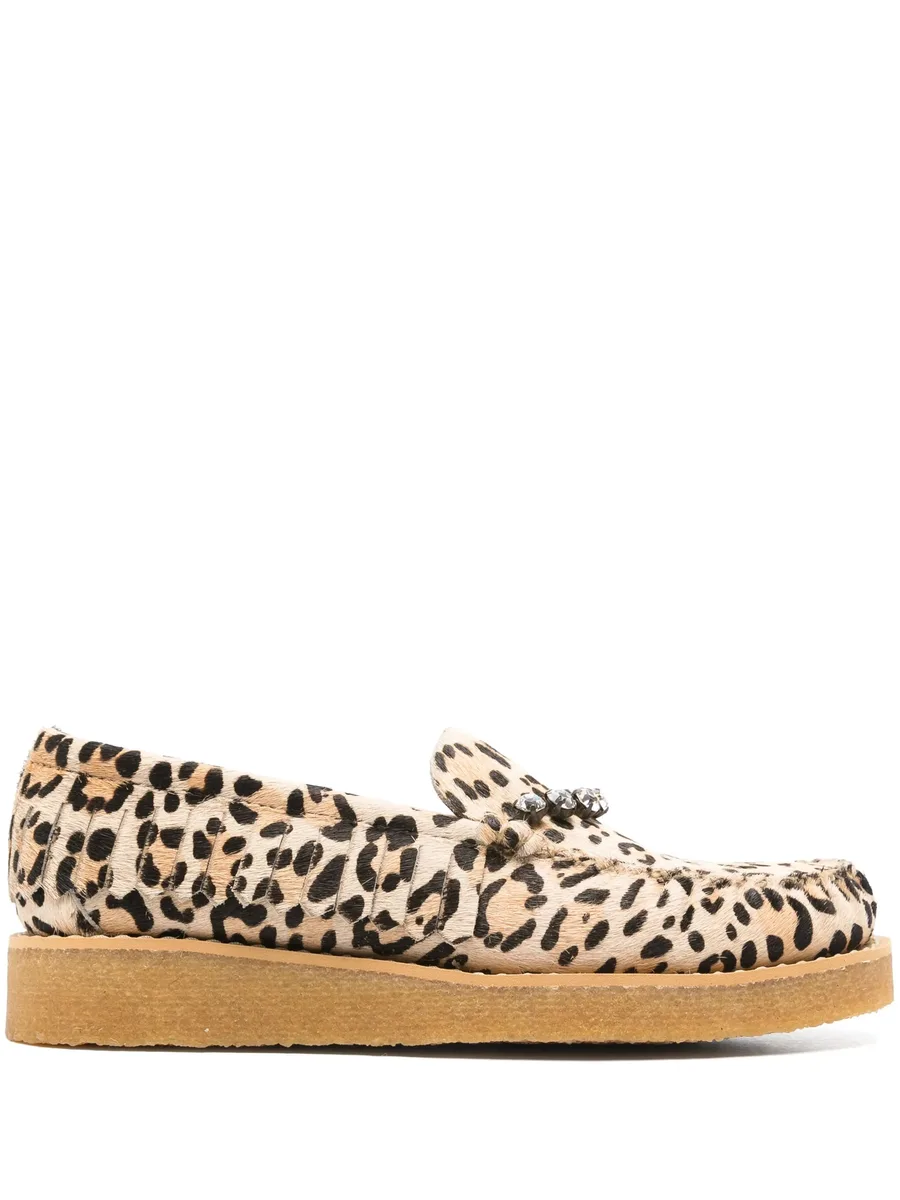 crystal-embellished animal-pattern loafers 1