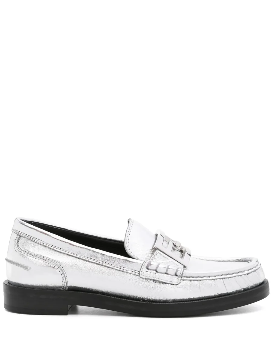 Baguette metallic leather loafers 1