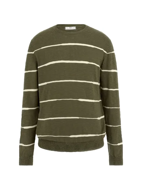 linen-blend striped sweater