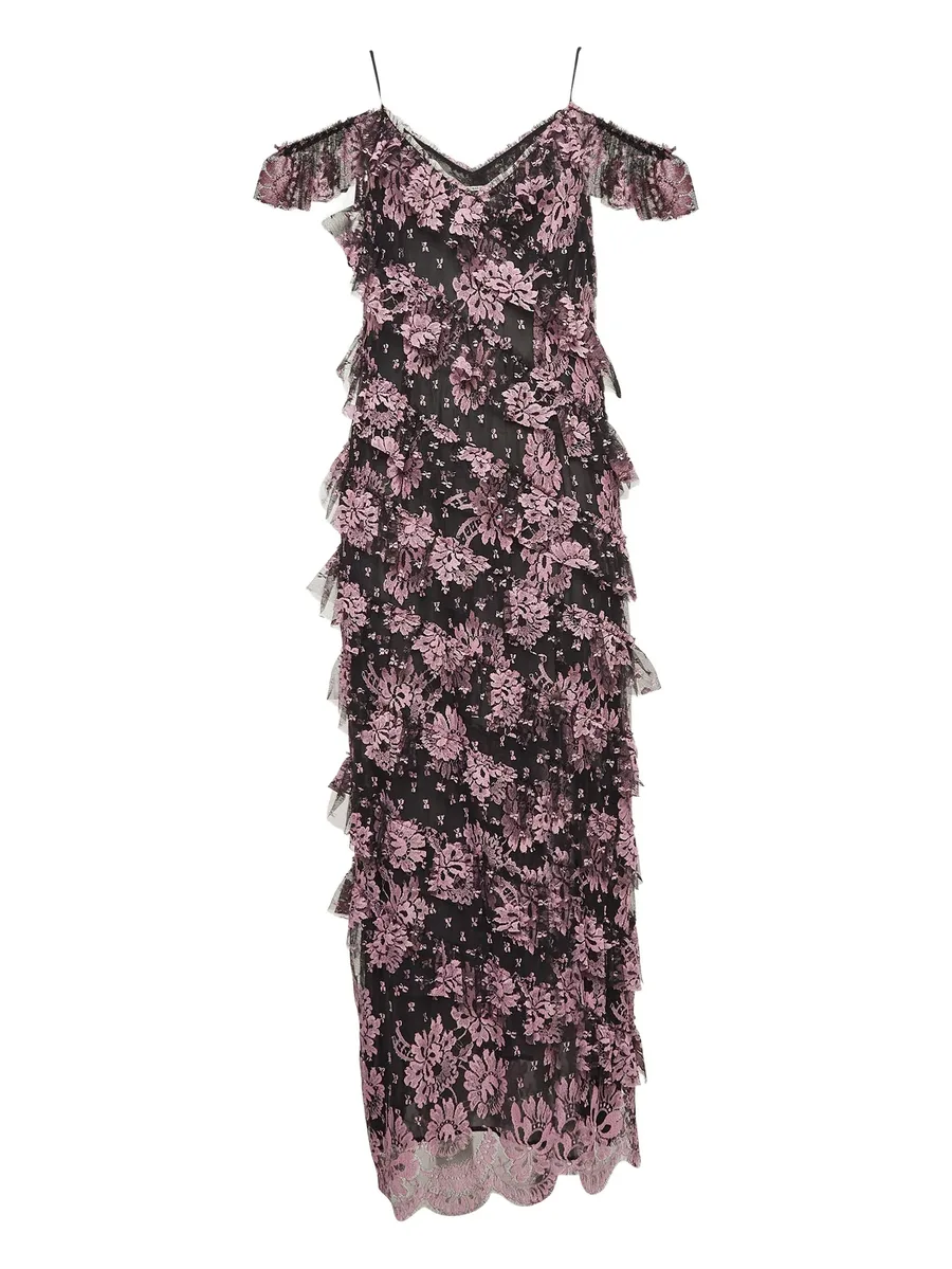 pre-owned floral-lace maxi dress 2