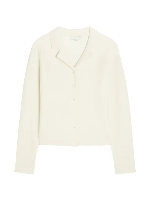 spread-collar button-up cardigan