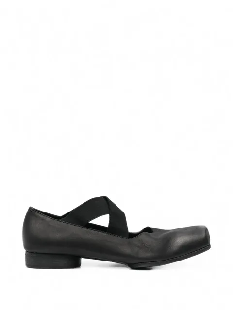 crossover-strap square-toe ballet flats