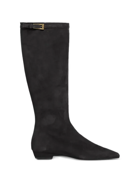 buckle-fastening suede knee-high boots